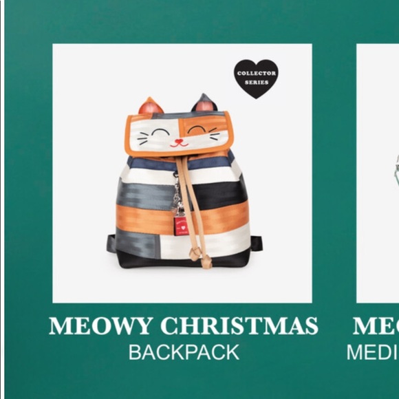 Harveys Meowy Christmas Kitty Back Pack Seatbelt Bag